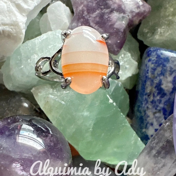 red crazy lace agate Victorian silver gem ring - Picture 1 of 11